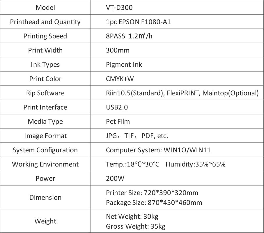 30 सेमी A3 डीटीएफ प्रिंटर डेस्कटॉप XP600 प्रिंटहेड डीटीएफ प्रिंटर PET फिल्म टी-शर्ट प्रिंटिंग के लिए
